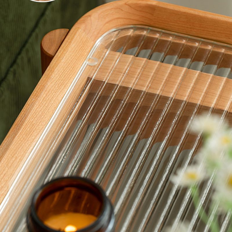 Mesa de esquina de la sala de estar de doble nivel de madera maciza rectangular con mesa de estante