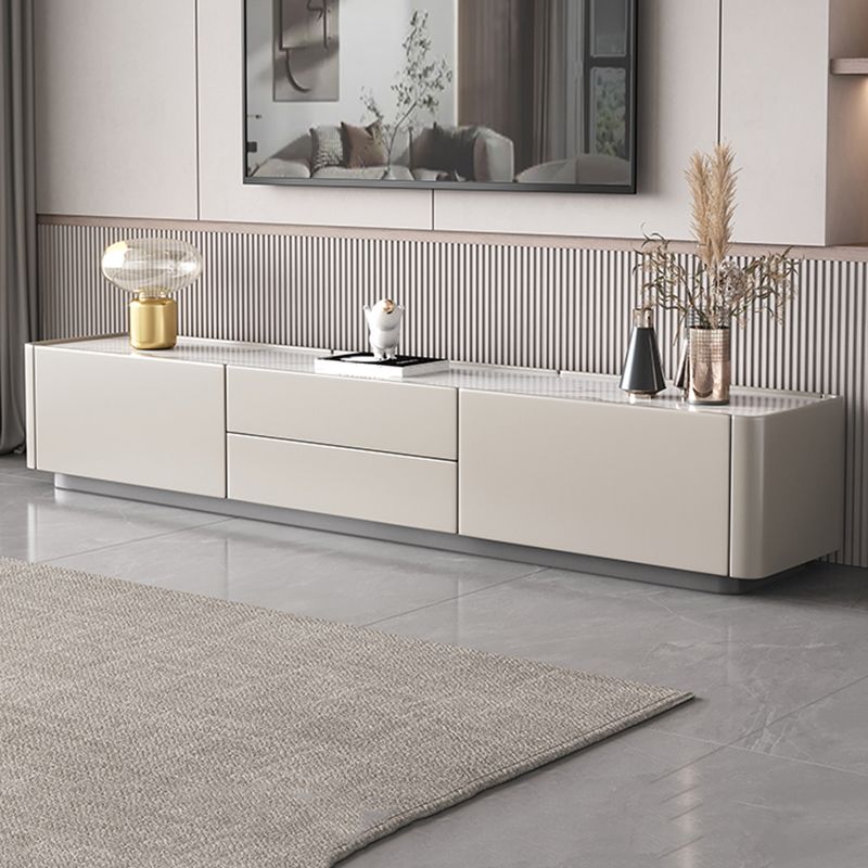 Modern TV Console Stone Media Console Storage White Console with Drawer Clearhalo 'furn' 'furn_tv_stands_entertainment_centers' 'Furniture' 'Living Room Furniture' 'TV Stands & Entertainment Centers' 'TV Stands & Media Storage Furniture' 'tv_stands_entertainment_centers' 1200x1200_0442aac5-e789-4875-86ca-3736d50fc20f