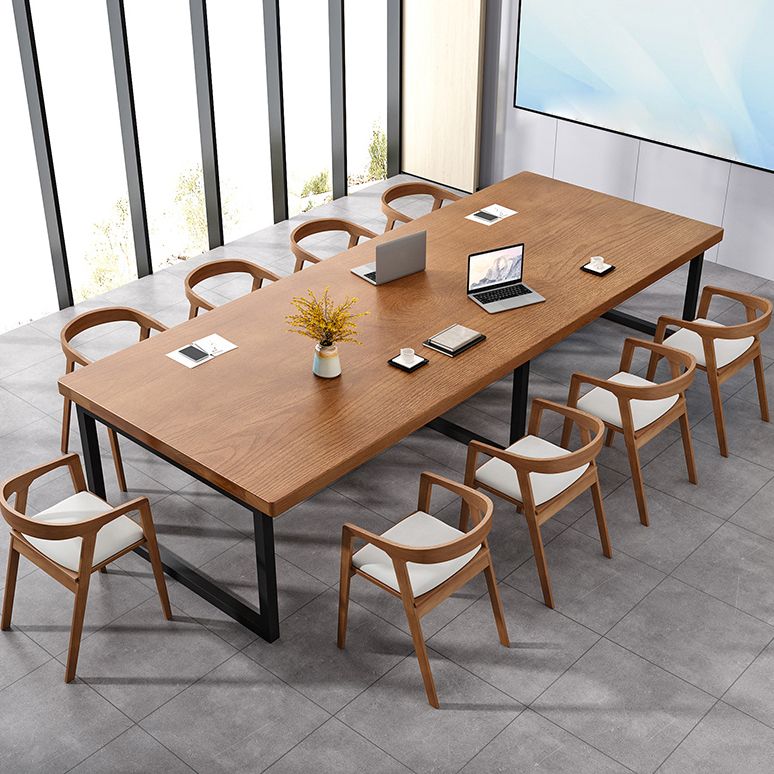 Mesa de oficina rectángulo color de madera industrial mesa fija de madera maciza