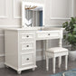 Solid Wood Flip-top Vanity Set Traditional Vanity Desk in White