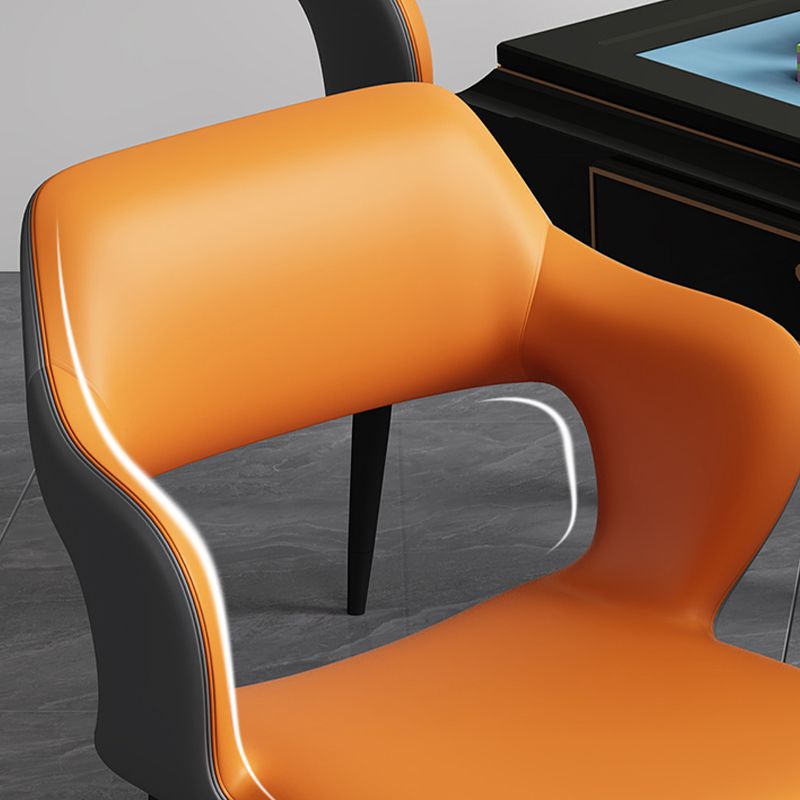 Sedia laterale aperta moderna in pelle imbottita sedia da pranzo senza braccio con base in metallo