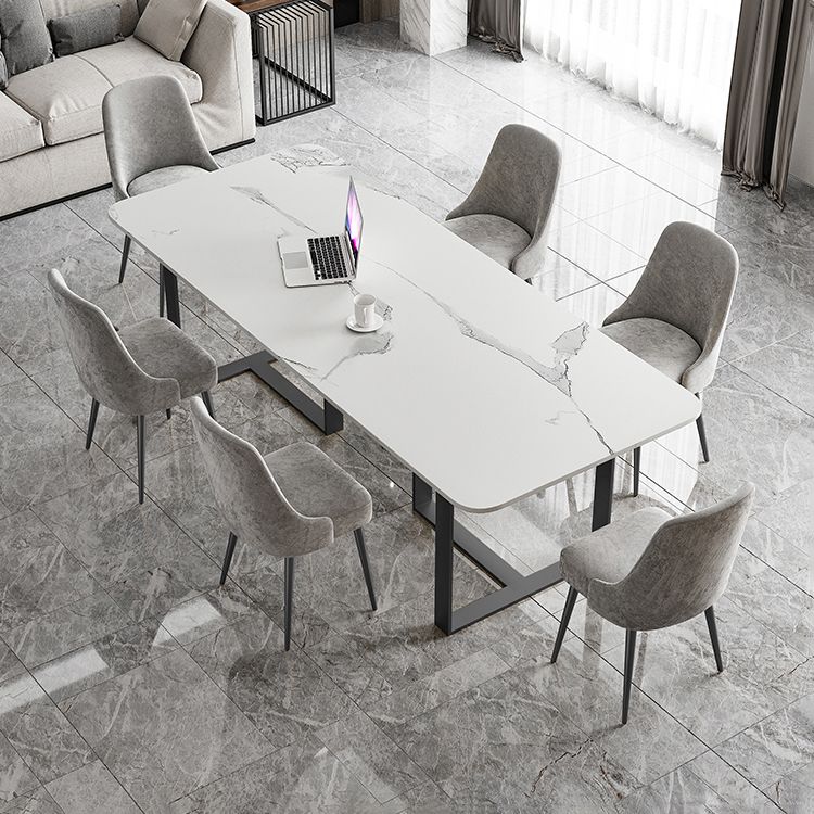 Sintered Stone White Dining Table Luxury Double Pedestal Table for Dining Room Clearhalo ' dining_table' 'Dining Tables & Seating' 'Dining Tables' 'furn' 'furn_dining_table' 'Furniture' 'furniture_dining_table' 'Kitchen & Dining Furniture' 'kitchen&dining_furn' 'kitchen' 'kitchen_dining_table' 1200x1200_044c3451-566b-4fd8-ba52-04db0ea88ea2