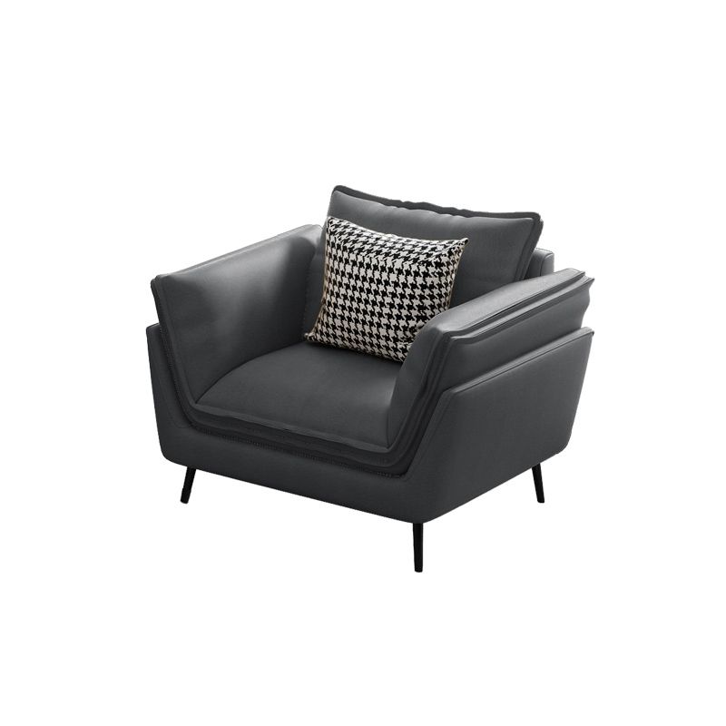 コンテンポラリークッション標準的な埋め込み式アームリビングルームフェイクレザーソファ