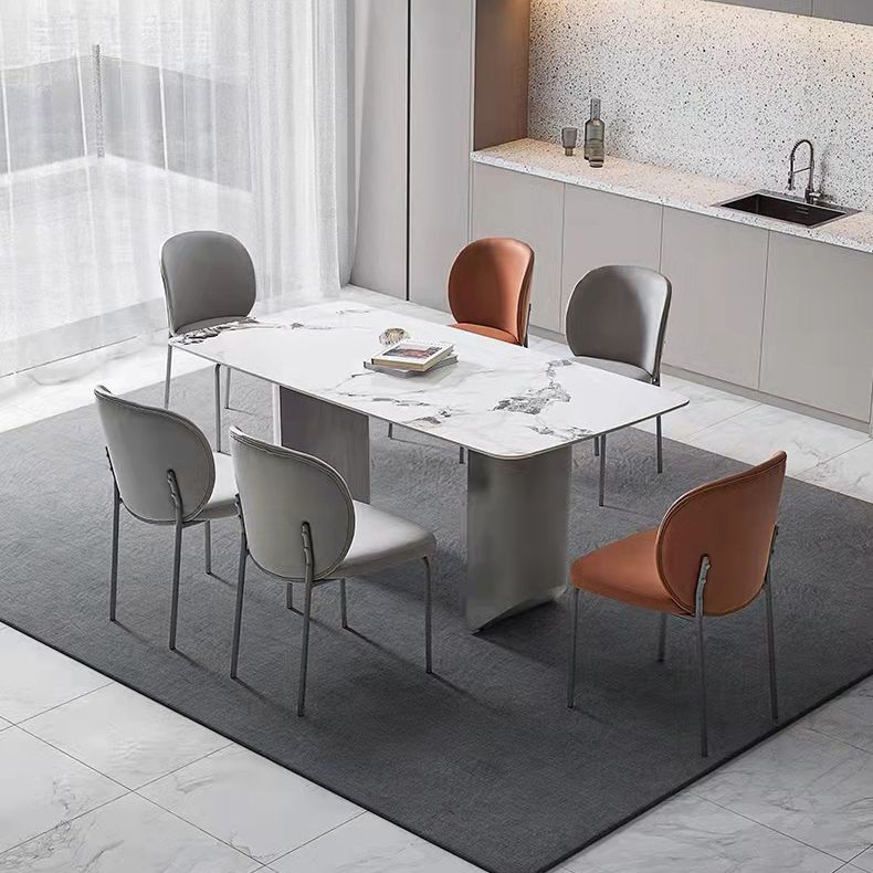 Contemporary Home Side Chair Wingback Metal Legs Upholstered Dining Room Chair Clearhalo ' kitchen&dining_furn' 'Dining Chairs' 'Dining Tables & Seating' 'dining_chair' 'furn' 'furn_dining_chair' 'Furniture' 'furniture_dining_chair' 'Kitchen & Dining Furniture' 'kitchen' 1200x1200_04514006-f147-4035-99ce-3ee29cb69ba7