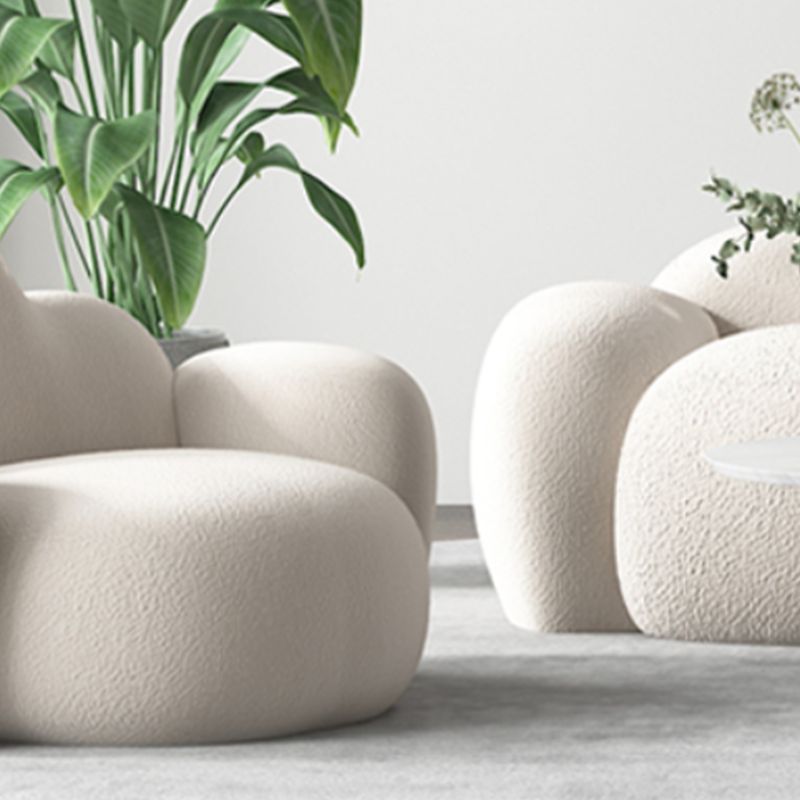 Divano posteriore curvo in lana bianca moderna moderna da 34,65 "H -braccio quadrato