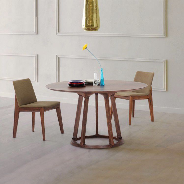 Round Solid Wood Brown Tone Dining Table Modern Pedestal Table for Dining Room Clearhalo ' dining_table' 'Dining Tables & Seating' 'Dining Tables' 'furn' 'furn_dining_table' 'Furniture' 'furniture_dining_table' 'Kitchen & Dining Furniture' 'kitchen&dining_furn' 'kitchen' 'kitchen_dining_table' 1200x1200_0452f844-6b30-4e49-9333-790d37c98a1d