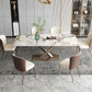 Glam Kitchen Sintered Stone Dining Table Gray Rectangle Shape Dining Table with Pedestal Base Clearhalo ' dining_table' 'Dining Tables & Seating' 'Dining Tables' 'furn' 'furn_dining_table' 'Furniture' 'furniture_dining_table' 'Kitchen & Dining Furniture' 'kitchen&dining_furn' 'kitchen' 'kitchen_dining_table' 1200x1200_0453050a-7747-43d6-938b-73718ccb7125