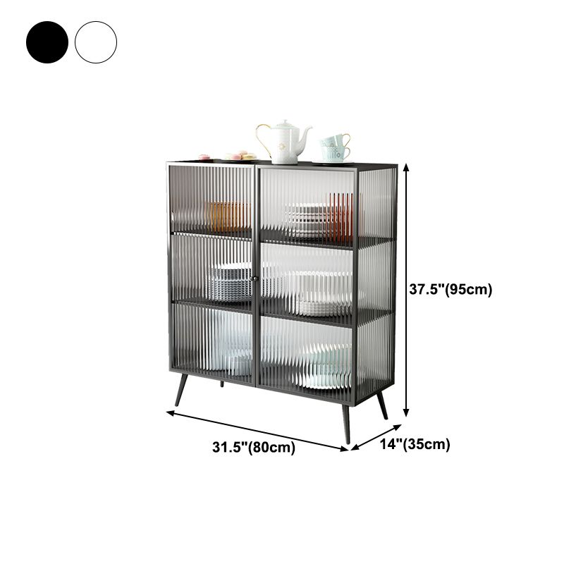 Glass Door Iron Sideboard Modern Server Cabinet with Storage for Dining Room Clearhalo 'buffet_sideboard' 'Buffets & Sideboards' 'furn' 'furn_buffet_sideboard' 'Furniture' 'furniture_buffet_sideboard' 'Kitchen & Dining Furniture' 1200x1200_045371e7-1d83-4c1c-b457-4403cba5f155