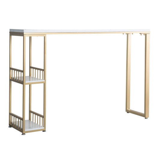 グラムバーハイトテーブルソリッドウッドトップビストロパブテーブル2つの棚付き