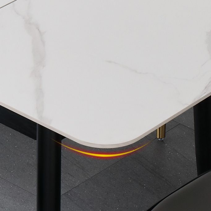 Minimalist Sintered Stone Extendable Dining Set Rectangle Shape White Dining Set for Kitchen Clearhalo 'Dining Room Sets' 'Dining Tables & Seating' 'dining_room_set' 'furn' 'furn_dining_room_set' 'Furniture' 'furniture_dining_room_set' 'Kitchen & Dining Furniture' 'kitchen&dining_furn' 'kitchen' 1200x1200_045565b3-7ace-4b3c-a953-0d7ea7c3f3d6