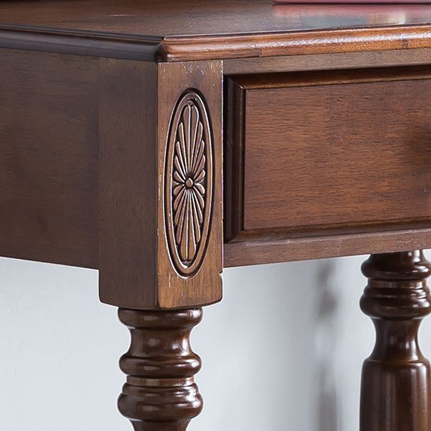 Scatola di stoccaggio tradizionale in legno di gomma 1 cassetto tavolo da vanità