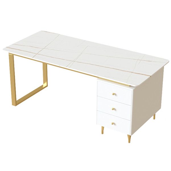 Metal Base Writing Desk Glam Style Office Desk with 3-drawer Clearhalo 'Furniture' 'furniture_office_desk' 'Office Desks' 'Office Furniture' 'office_desk' 1200x1200_045673b0-5d27-4546-a379-74f7d267d0c5