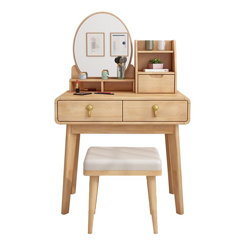 Tavolo da toeletta da vanità tradizionale set di tavoli da trucco per vanità in legno massiccio con specchio