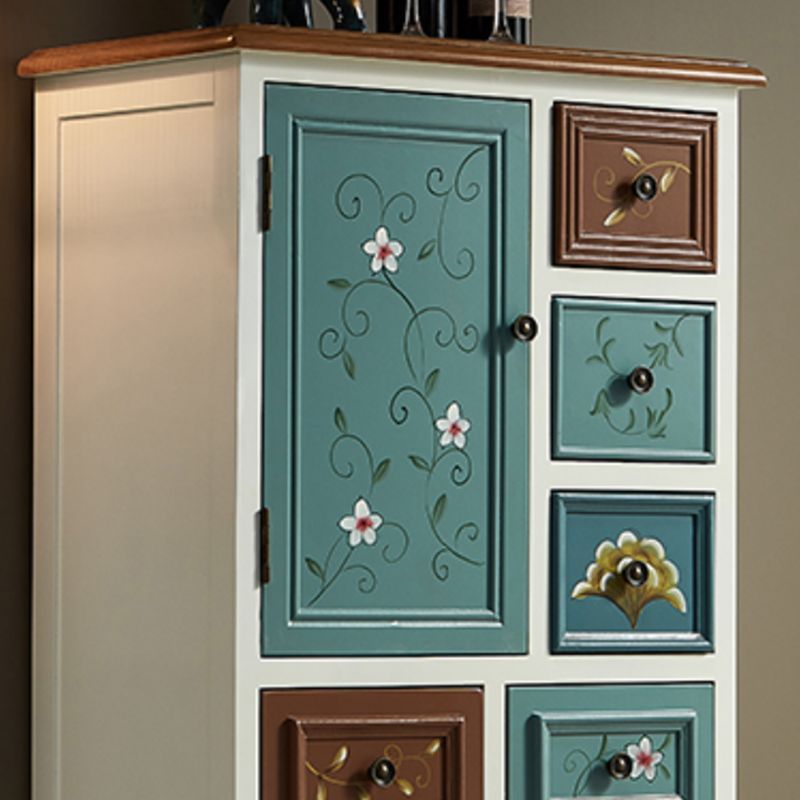 8つの引き出しと2つのドアを備えた産業アクセントキャビネット