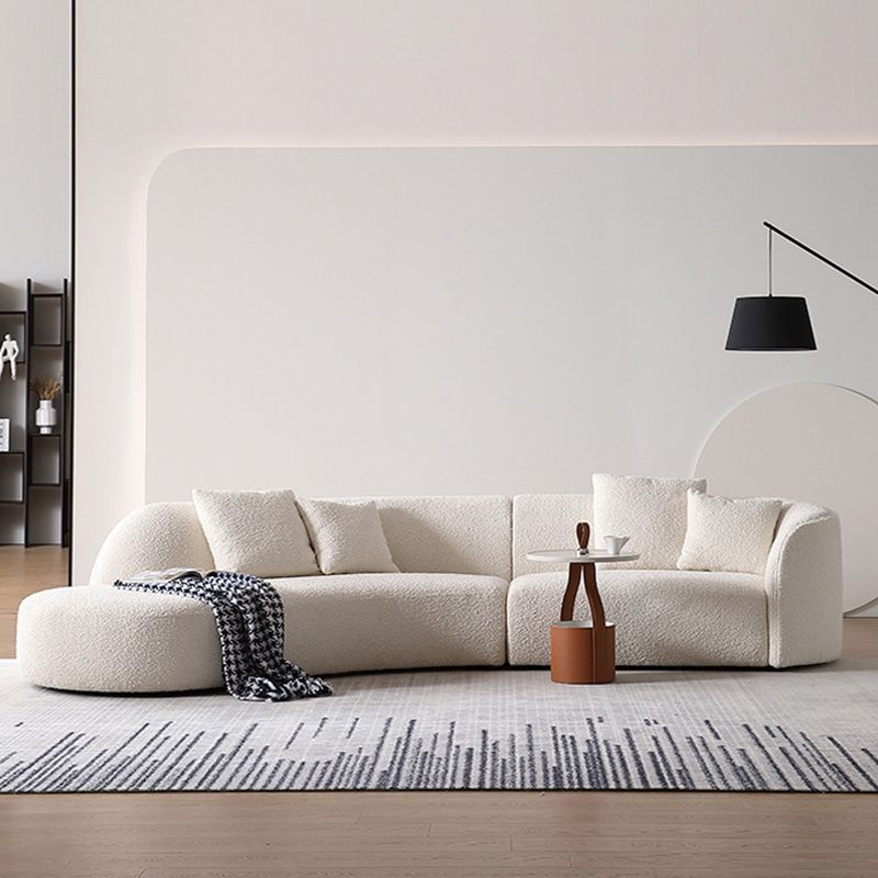 Contemporary Wool Sofa in White Simple Living Room Curved Seating