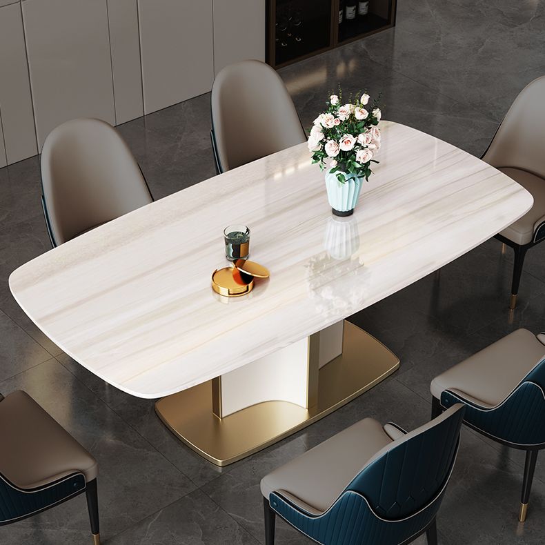 Modern Style Marble Table with White Table and Pedestal Base for Home Use Clearhalo 'Dining Room Sets' 'Dining Tables & Seating' 'dining_room_set' 'furn' 'furn_dining_room_set' 'Furniture' 'furniture_dining_room_set' 'Kitchen & Dining Furniture' 'kitchen&dining_furn' 'kitchen' 1200x1200_045b2f45-3a6e-4746-98fe-c2b1f8af0293