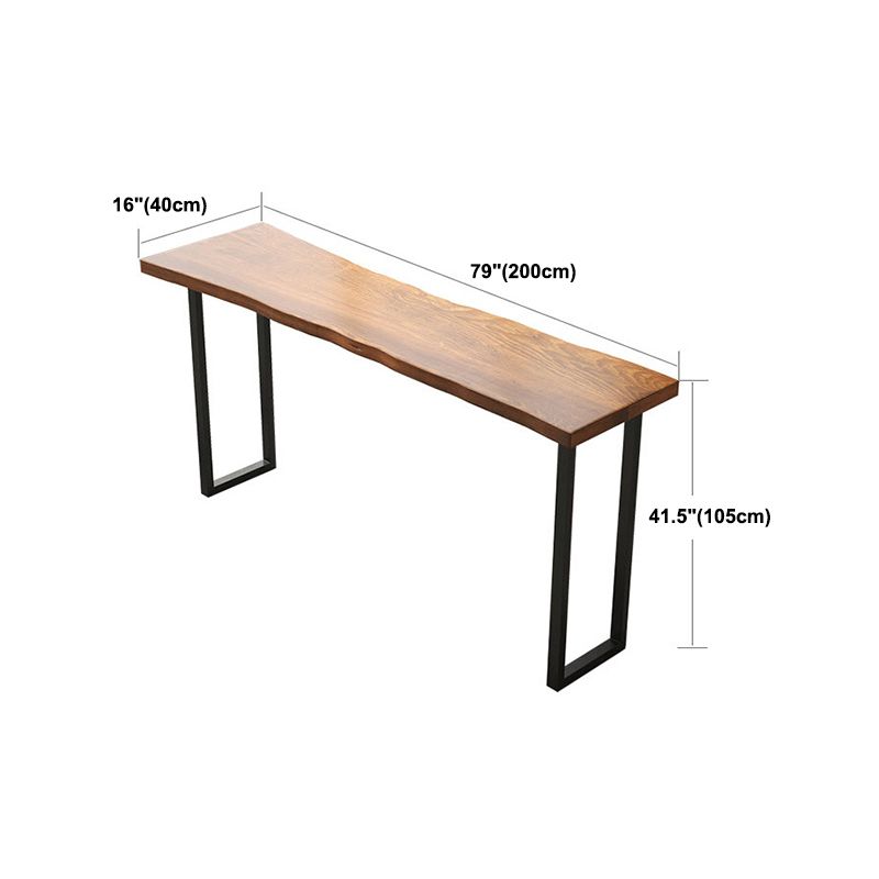Tavolo da pub rettangolare top in legno pino tavolo da bar moderno con doppio piedistallo in nero