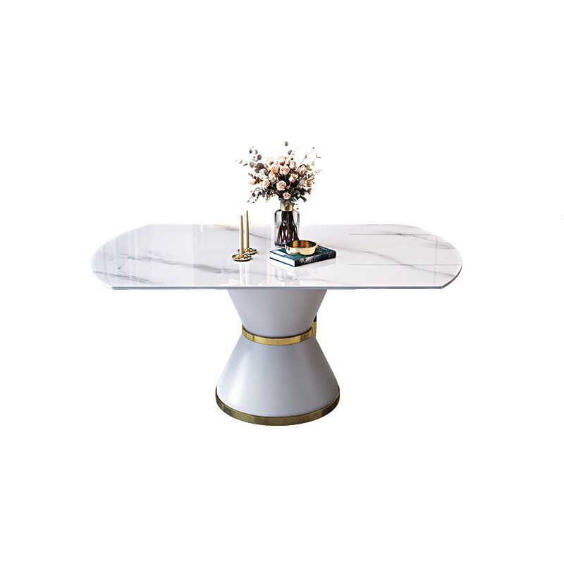 Metal Pedestal Dining Table Extendable Table for Kitchen Dining Room Clearhalo 'Dining Tables & Seating' 'Dining Tables' 'dining_table' 'furn' 'furn_dining_table' 'Furniture' 'Kitchen & Dining Furniture' 1200x1200_045d4ca0-eb60-4a18-a776-0bf48f69dbd9
