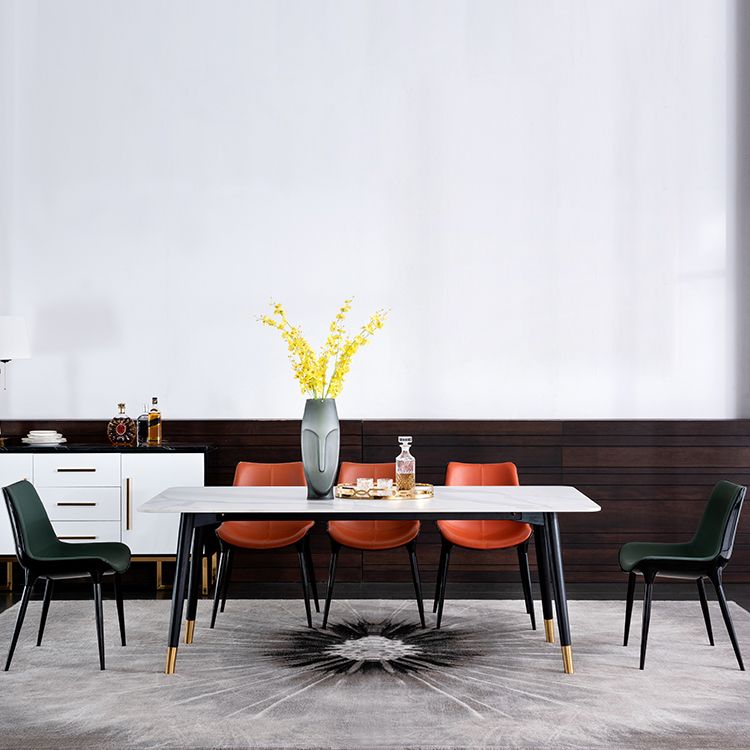 Wood Industrial Rectangular Dining Table Sintered Stone Table with 4 Black Legs Clearhalo ' dining_table' 'Dining Tables & Seating' 'Dining Tables' 'furn' 'furn_dining_table' 'Furniture' 'furniture_dining_table' 'Kitchen & Dining Furniture' 'kitchen&dining_furn' 'kitchen' 'kitchen_dining_table' 1200x1200_0460223e-9397-4adc-99f3-5512f9af0ff8