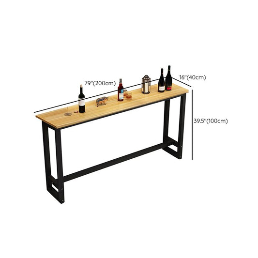 Indoor Modern Rectangle Trestle Bar Dining Table in Metal and Wood Clearhalo 'Bar Furniture' 'Bar Tables' 'bar_tables' 'furn' 'furn_bar_tables' 'Furniture' 'Kitchen & Dining Furniture' 1200x1200_046089a8-0e2b-4cdc-b15c-3d2557d94d03