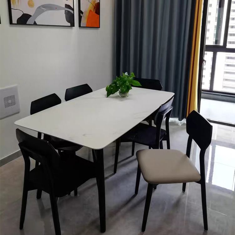 Sintered Stone White Dining Table Minimalist Trestle Base Table for Dining Room Clearhalo ' dining_table' 'Dining Tables & Seating' 'Dining Tables' 'furn' 'furn_dining_table' 'Furniture' 'furniture_dining_table' 'Kitchen & Dining Furniture' 'kitchen&dining_furn' 'kitchen' 'kitchen_dining_table' 1200x1200_04624750-eeae-4980-b1de-e7b503b325e2