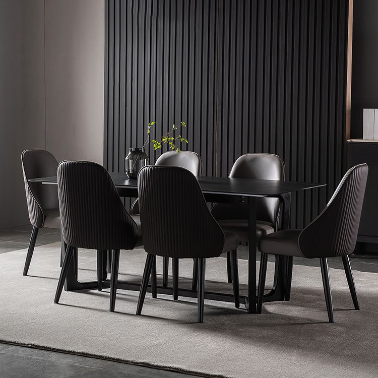 Mid-Century Modern Dining Table Black Rectangle Sintered Stone Dining Table Clearhalo ' dining_table' 'Dining Tables & Seating' 'Dining Tables' 'furn' 'furn_dining_table' 'Furniture' 'furniture_dining_table' 'Kitchen & Dining Furniture' 'kitchen&dining_furn' 'kitchen' 'kitchen_dining_table' 1200x1200_04644d5d-5fab-4031-97a9-c7f42d3fe610