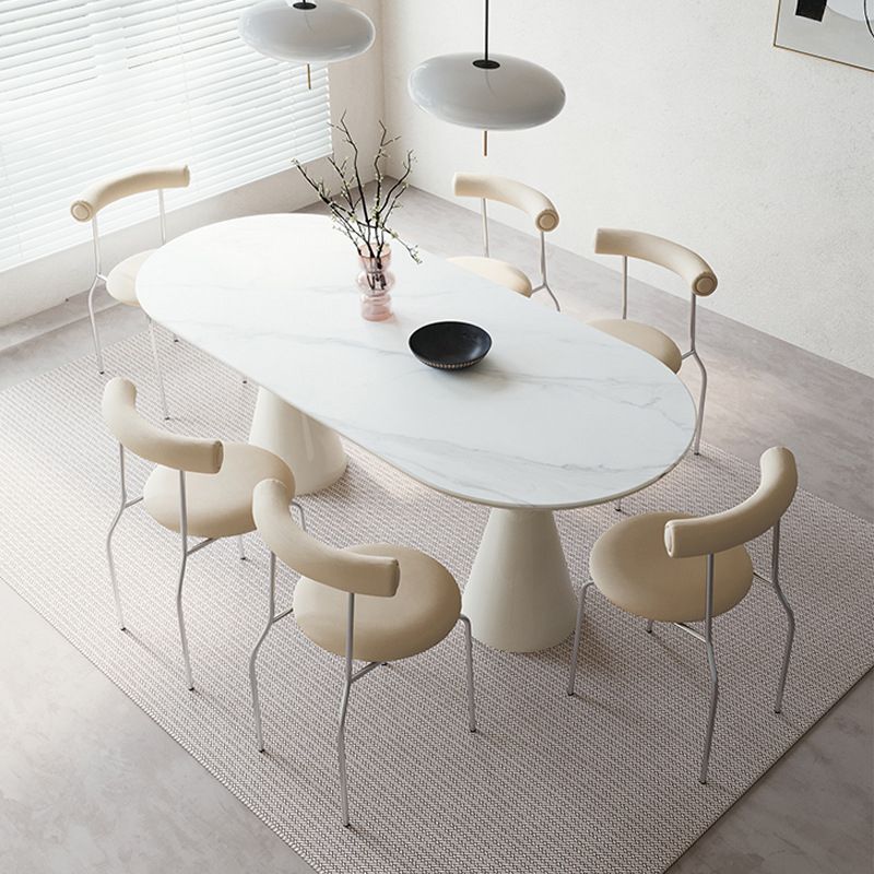 Modern Style Oval Table Set 1/4/5/7 Pieces Dining Set with Metal Legs