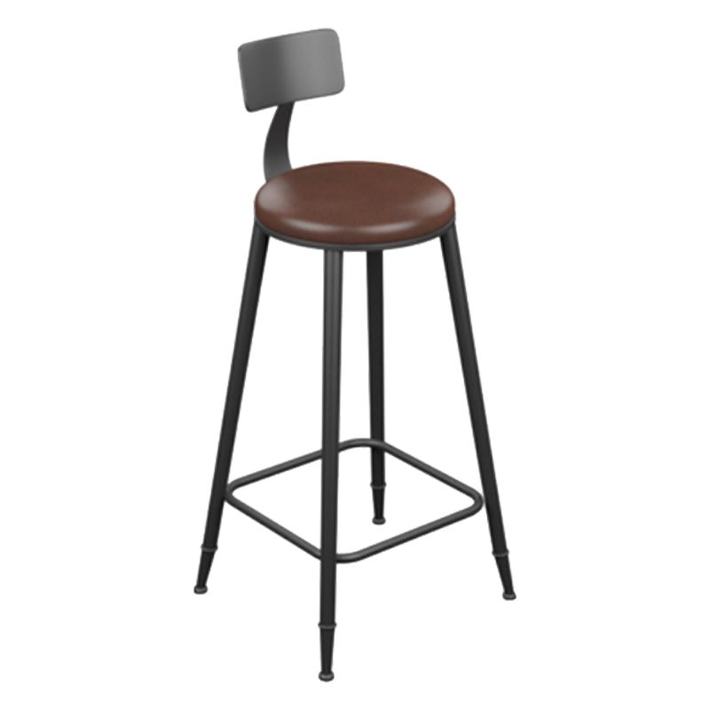 Industrial Armless Counter Stool Steel Cafe Bar Stool with Leather Cushion and Pedal Clearhalo 'Bar Furniture' 'Bar Stools' 'bar_stools' 'furn' 'furn_bar_stools' 'Furniture' 'furniture_bar_stools' 'Kitchen & Dining Furniture' 1200x1200_046716a1-2a75-4d09-95b8-d158c484a861
