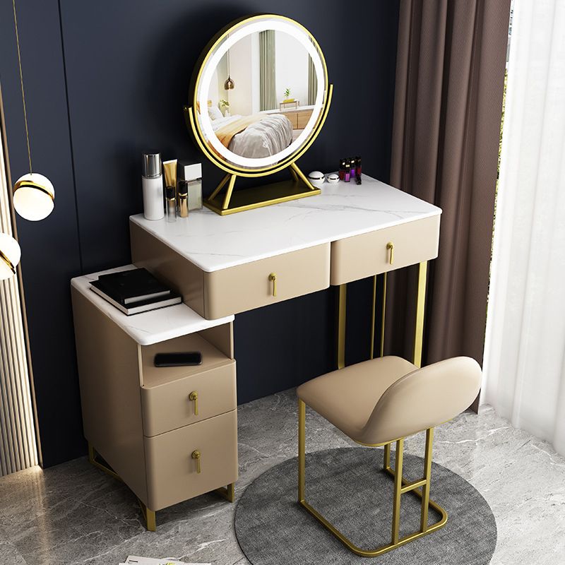 33.5" W Slate Vanity Table Modern 4 Drawers Makeup Vanity Table with Stool Clearhalo 'Bedroom Furniture' 'furn' 'furn_makeup_vanities' 'Furniture' 'Makeup Vanities' 'makeup_vanities' 1200x1200_0467233d-c76f-4413-a3ed-929c41514bcb