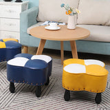 Leather Ottoman Clover Shape Color Panel Tufted Water Resistant Nailhead Trim Ottoman