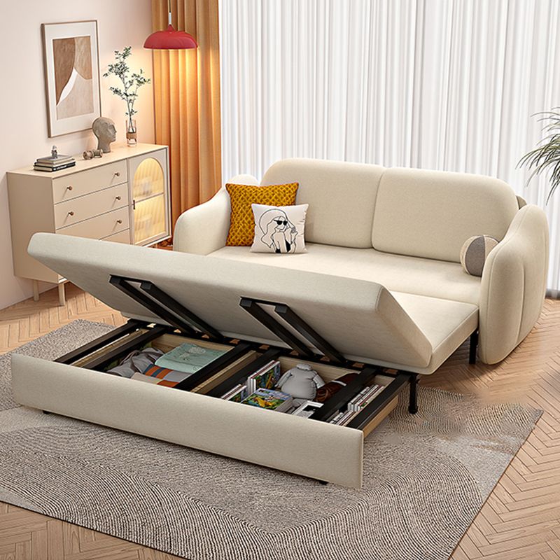 Beige Modern Slipcovered Sofa Bed Sloped Arm Sofa with Storage Clearhalo 'furn' 'furn_sofas' 'Furniture' 'Living Room Furniture' 'Sofa' 'sofas' 1200x1200_0468f8cf-c00f-4747-baa4-bd101210dab9