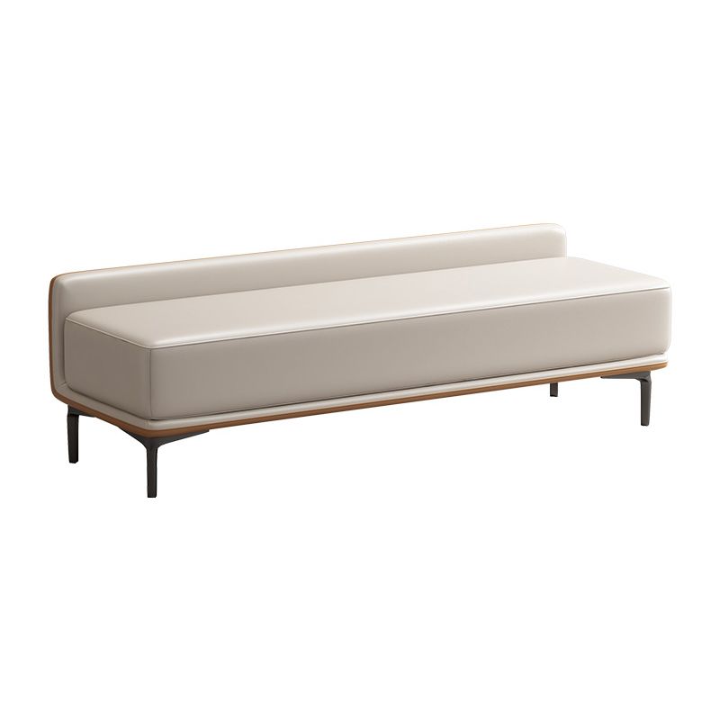 Genuine Leather Low-Back Bedroom Bench Modern 20"H Seating Bench with 4 Metal Legs Clearhalo 'Benches' 'Chairs & Seating' 'furn' 'furn_benches' 'Furniture' 'Living Room Furniture' 1200x1200_046a520a-857d-48e6-a816-020ebf0080c9