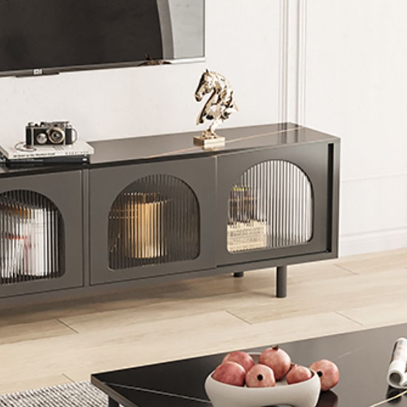 STANTE TV in stile moderno pietra con console TV in stoccaggio chiuso con 4 porte