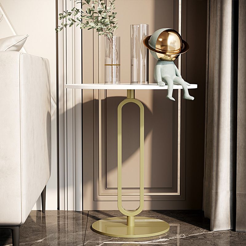 Modern Style Iron Material Base Rock Plate Table Round Side Table Clearhalo 'Coffee & Accent Tables' 'End & Side Tables' 'end_side_tables' 'furn' 'furn_end_side_tables' 'Furniture' 'Living Room Furniture' 1200x1200_046bc3fb-ac7e-4449-b407-368d0db1dc1d