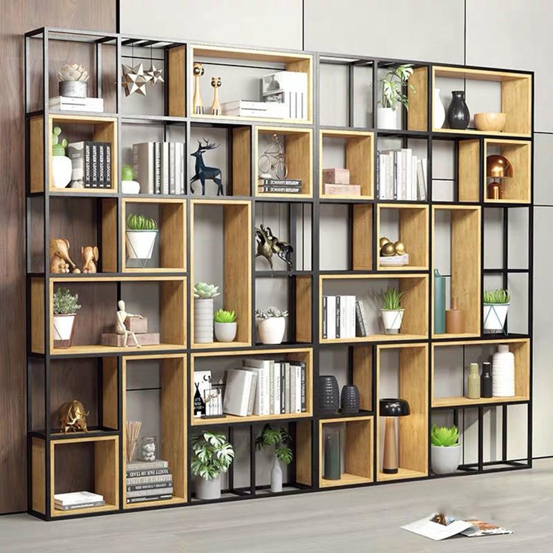 Natural Standard Bookcase Industrial Wooden Open Back Bookshelf Clearhalo 'Bookcases' 'furn' 'furn_bookcases' 'Furniture' 'Office Furniture' 1200x1200_046c9527-177c-461a-b88d-b5e3c4b0f1d0