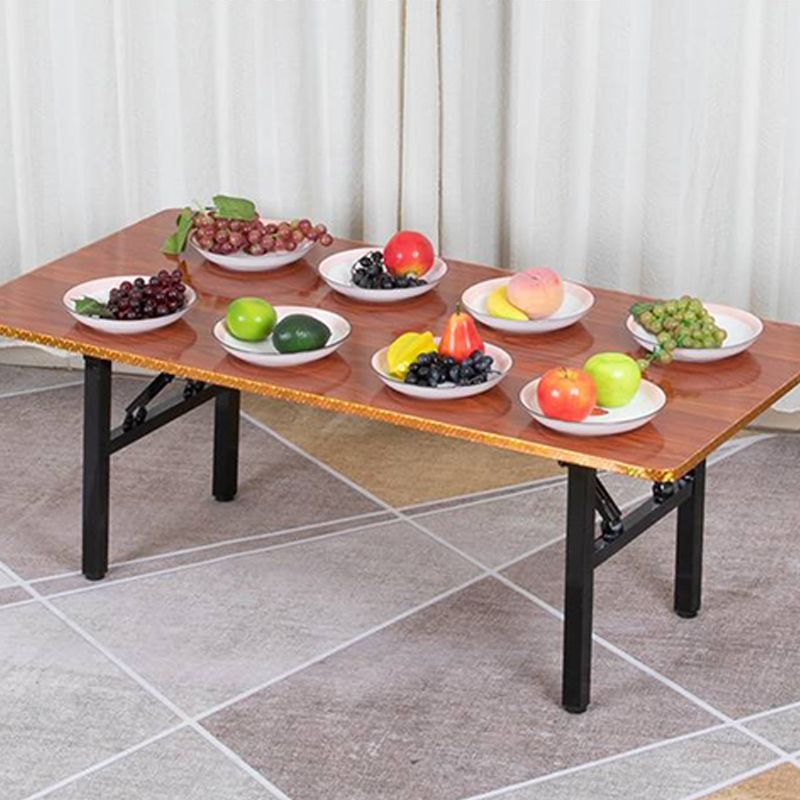 Mesa de metal y madera de mediados de siglo moderno moderno mesa de comedor rectangular