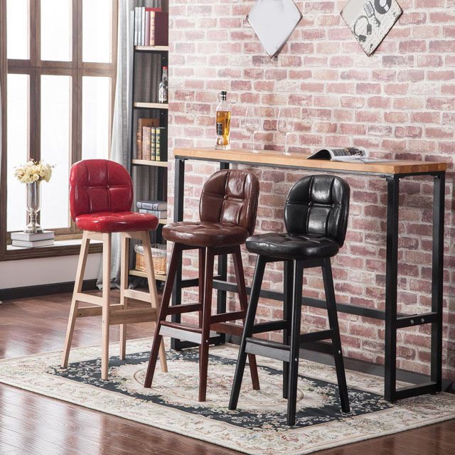 Taburete de bar interior Taburete de mostrador con respaldo rectangular moderno con patas de madera