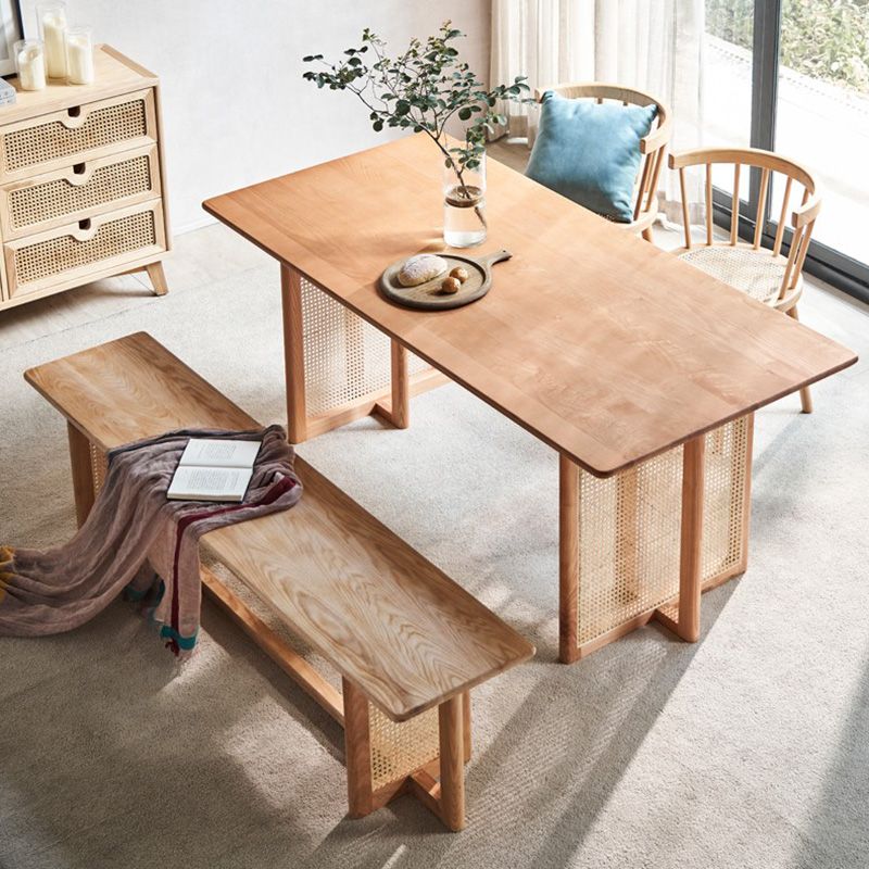 Rectangle Ash Wood Table for Restaurant Modern Dining Table with Double Pedestal Clearhalo ' dining_table' 'Dining Tables & Seating' 'Dining Tables' 'furn' 'furn_dining_table' 'Furniture' 'furniture_dining_table' 'Kitchen & Dining Furniture' 'kitchen&dining_furn' 'kitchen' 'kitchen_dining_table' 1200x1200_046f35a1-ca59-40ca-859c-7de98d111fee