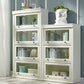 Urban Oak Wood Standard Bookcase White Vertical Bookshelf with Glass Doors