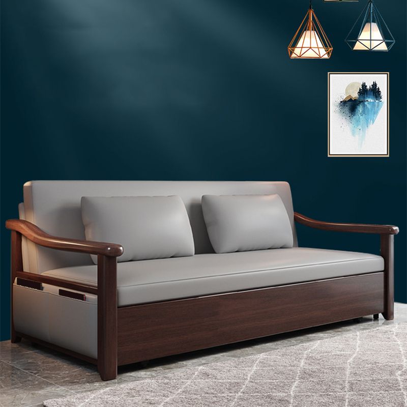 Faux leather Sofa Bed 31.49" Wide Solid Wood Contemporary Sleeper Sofa Clearhalo 'furn' 'furn_futons' 'Furniture' 'Futons & Daybeds' 'Futons' 'Living Room Furniture' 1200x1200_046f5f5b-5711-42fe-8a00-47be08e81784