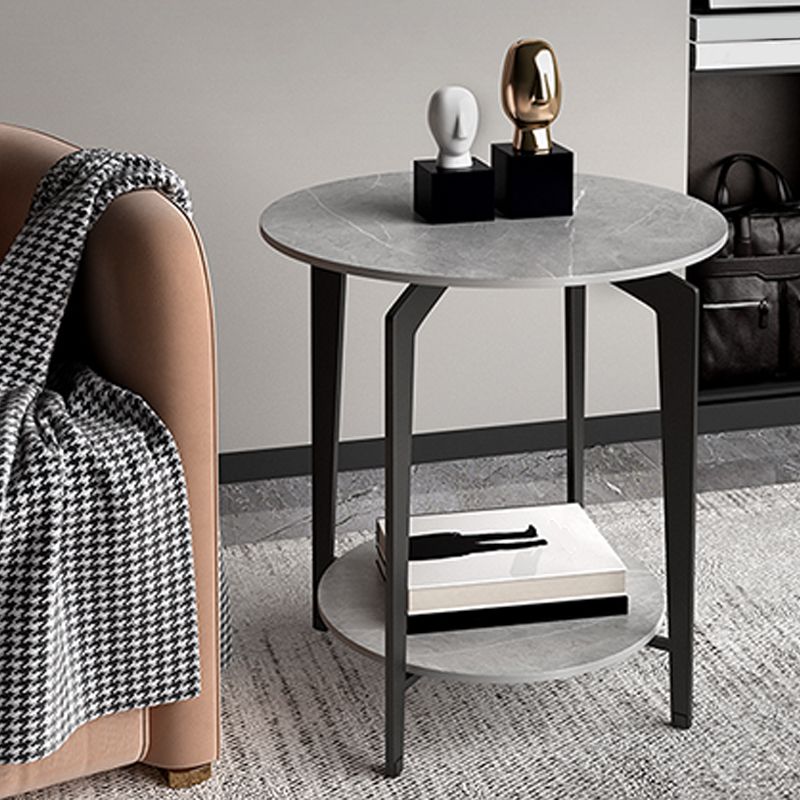 Minimalistische ronde hoektafel leisteen 4 poten banken bijzettafel met opslag