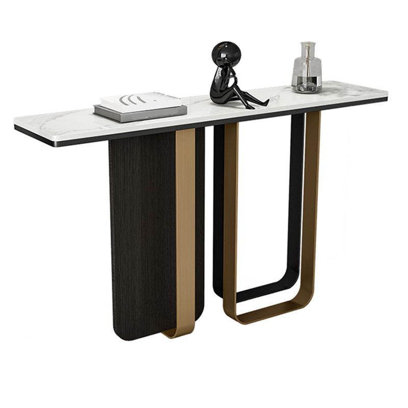 Glam Rectangle Console Accent Table with Stainless Steel Bracket for Hall Clearhalo 'Console Tables' 'console_tables' 'Entry & Mudroom Furniture' 'furn' 'furn_console_tables' 'Furniture' 1200x1200_04758d8f-290a-4f93-81e0-d49222fb1220