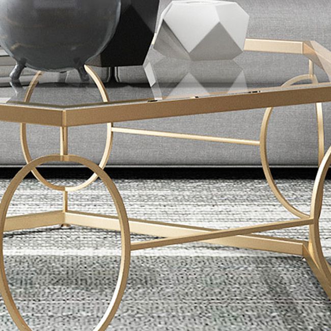 Glass & Marble Hexagon Coffee Table Modern Style Frame Cocktail Table