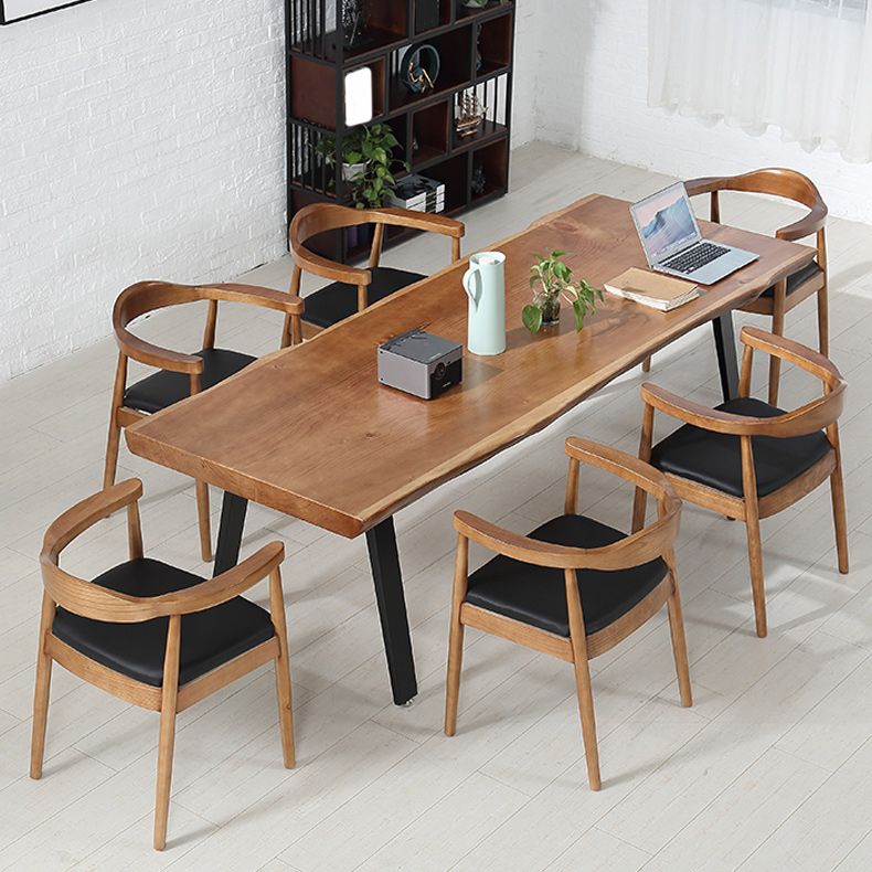 Mesa de comedor de madera sólida mesa rectangular moderna con 4 patas