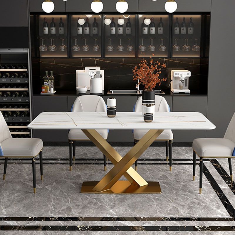 Luxury Dining Room Dinner Table Stone Rectangle Pedestal Dining Table Clearhalo 'Dining Tables & Seating' 'Dining Tables' 'dining_table' 'furn' 'furn_dining_table' 'Furniture' 'Kitchen & Dining Furniture' 1200x1200_04784349-bf73-4c34-84b2-b3d149aecbfe