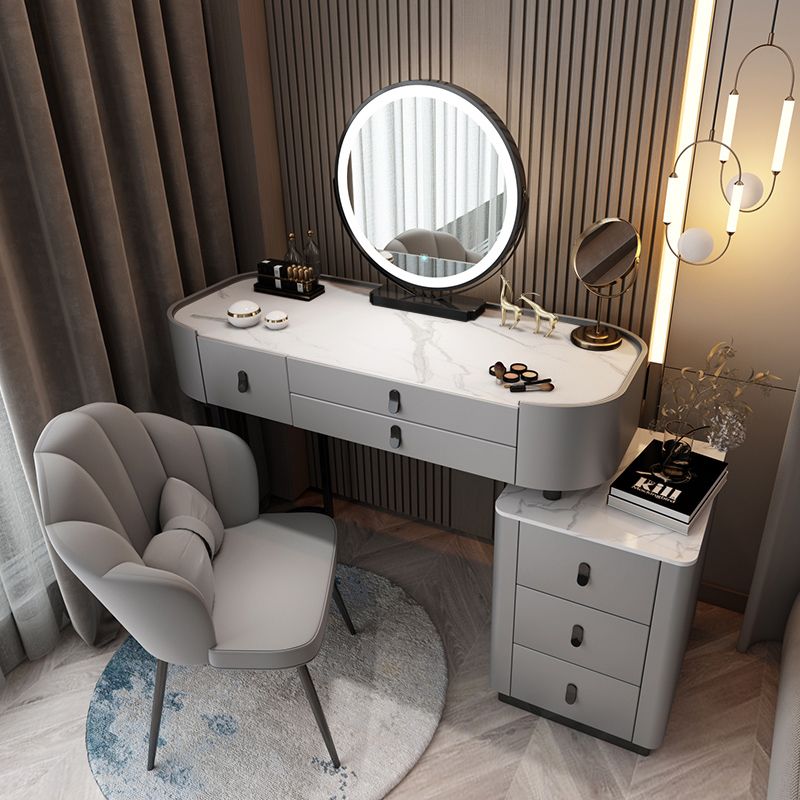 Glass/Stone Top Make-up Vanity Solid Wood Vanity Dressing Table with Storage Drawers