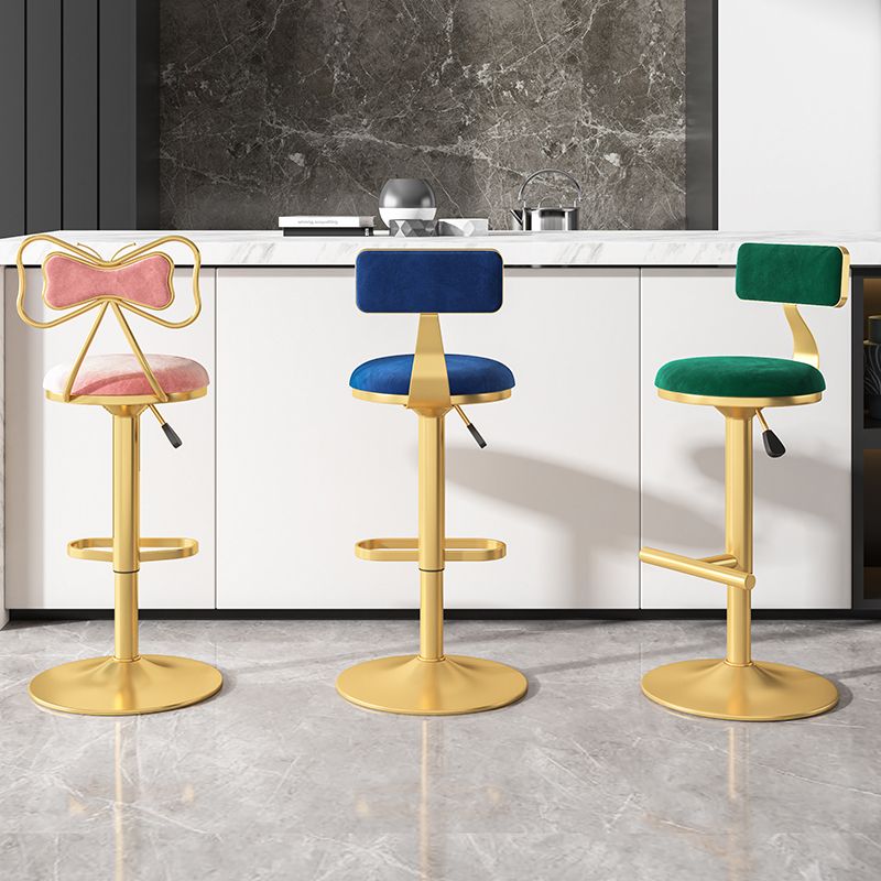 Glam Rotatable Backrest Counter Stool Steel Kitchen Bar Stool with Cushion and Pedal Clearhalo 'Bar Furniture' 'Bar Stools' 'bar_stools' 'furn' 'furn_bar_stools' 'Furniture' 'furniture_bar_stools' 'Kitchen & Dining Furniture' 1200x1200_047bb339-2edd-4136-94d3-ed991f460c86