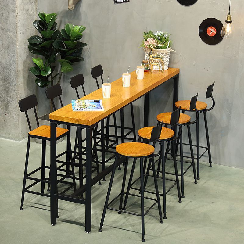 Solid Wood Bar Table Industrial Rectangle Bar Table with Trestle Base in Black Clearhalo 'Bar Furniture' 'Bar Tables' 'bar_tables' 'furn' 'furn_bar_tables' 'Furniture' 'furniture_bar_tables' 'Kitchen & Dining Furniture' 1200x1200_047c31fc-e8f1-4fc5-9765-d9b3e1d89a5f