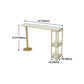 Glam White Stone Bar Dining Table Gold Iron Double Pedestal Bistro Table with Shelve Clearhalo 'Bar Furniture' 'Bar Tables' 'bar_tables' 'furn' 'furn_bar_tables' 'Furniture' 'furniture_bar_tables' 'Kitchen & Dining Furniture' 'kitchen&dining_furn' 'kitchen' 1200x1200_047cdee8-6897-4bb4-8832-7f1309219e7d