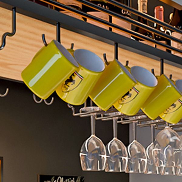 Wine Rack Modern Style Wall Mounted Wine Holder Rack with Wooden Shelf Clearhalo 'furn' 'furn_wine_racks' 'Furniture' 'Kitchen & Dining Furniture' 'Wine Racks' 'wine_racks' 1200x1200_048232df-45e2-43b8-b44c-7ea953545bfc